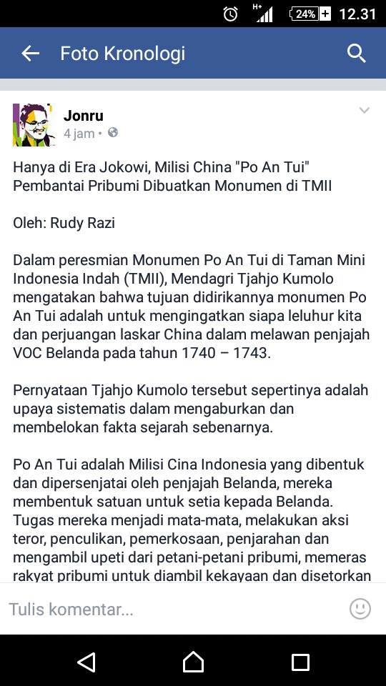 (HOAX) Peresmian Monumen Po An Tui Di TMII - TurnBackHoax