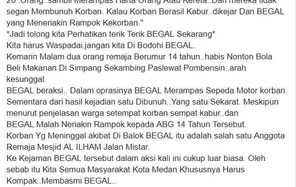 Salah Pembegalan Di Simpang Sei Sikambing Medan Turnbackhoax