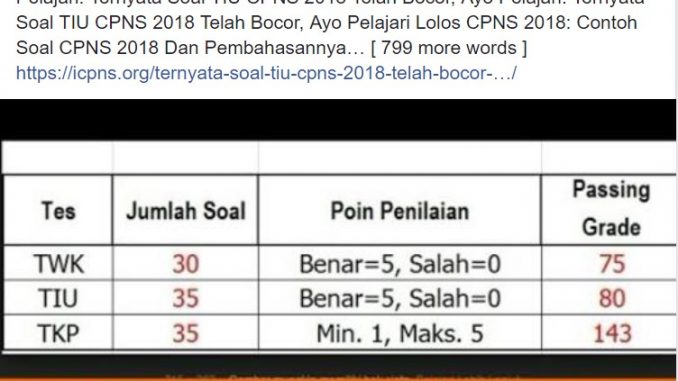 Salah Soal Tes Cpns 2018 Telah Bocor Turnbackhoax Id