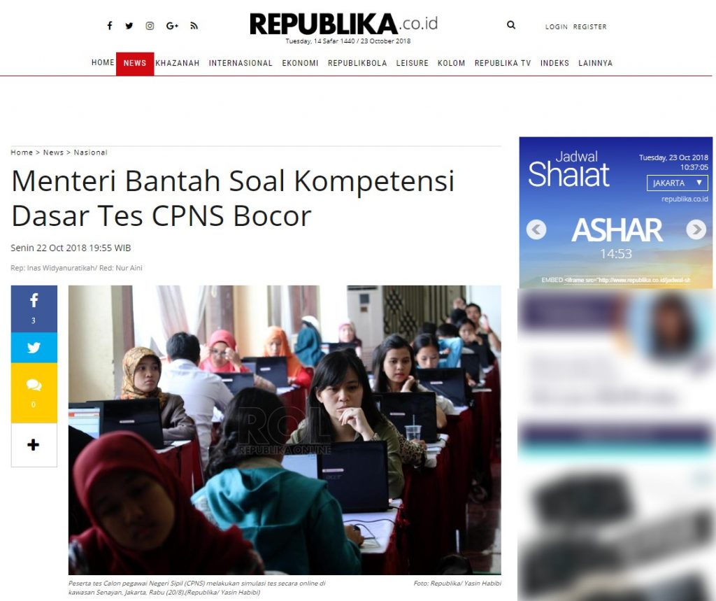 [SALAH] Soal Tes CPNS 2018 Telah Bocor TurnBackHoax
