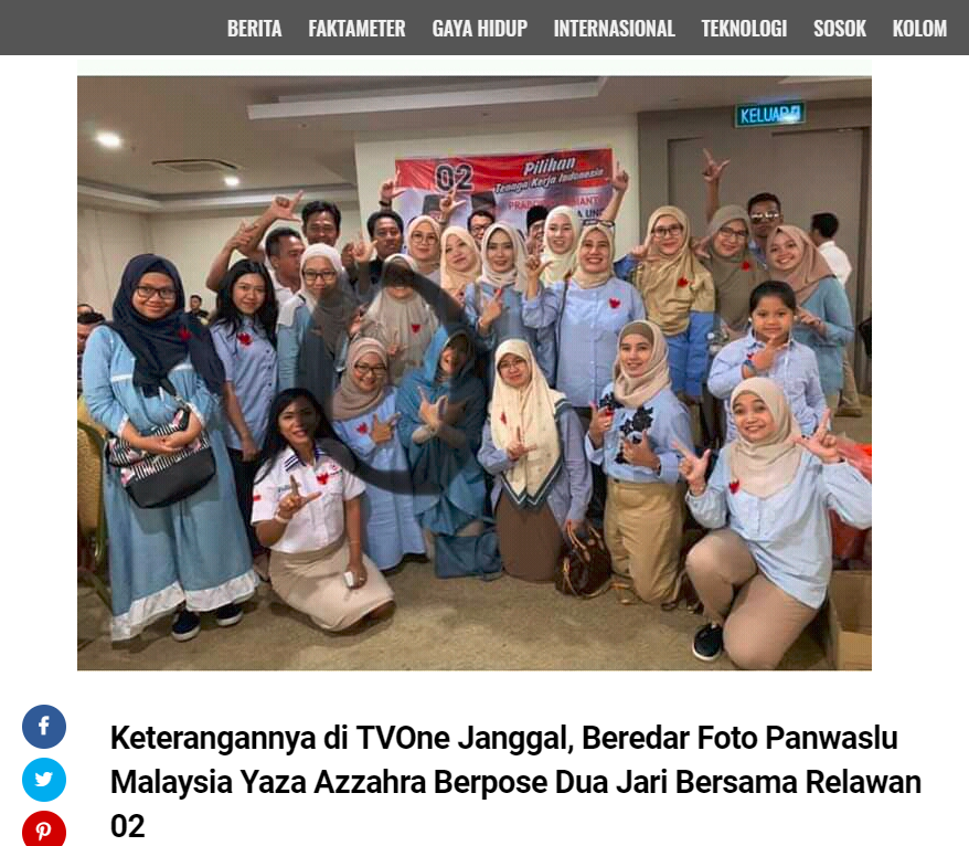  SALAH Foto Panwaslu Malaysia Yaza Azzahra Berpose Dua 