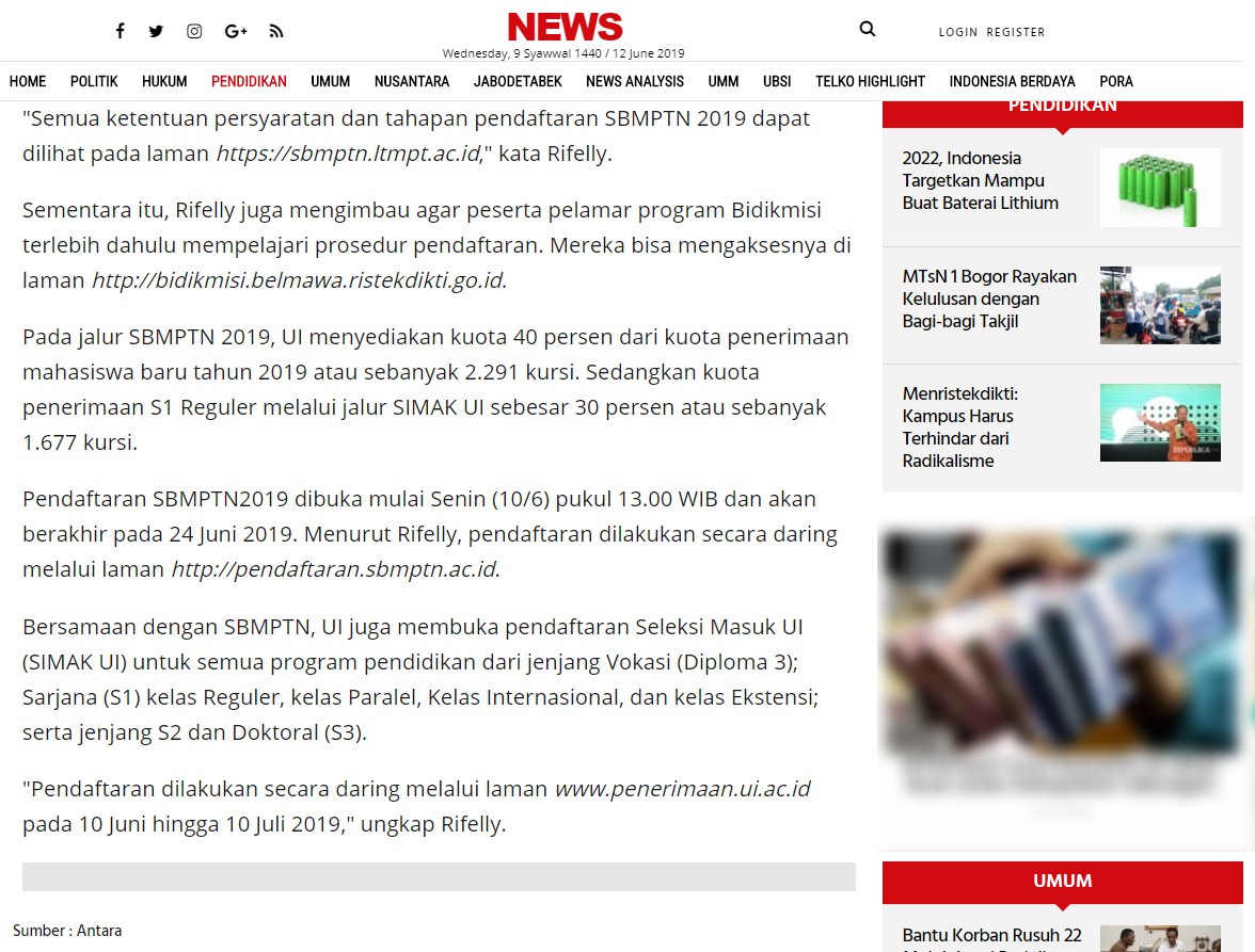 BERITA UI Berikan Klarifikasi Atas Isu Adanya Batas ...