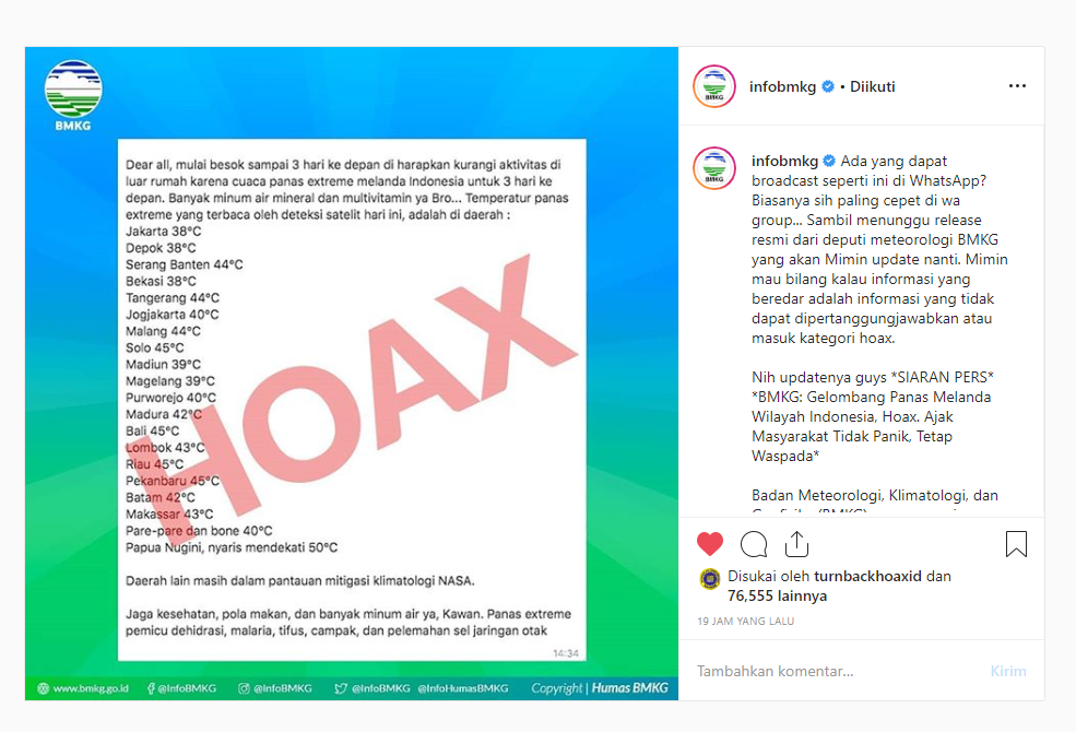 [klarifikasi] Penjelasan Bmkg Soal Isu Cuaca Panas Extreme Yang Melanda