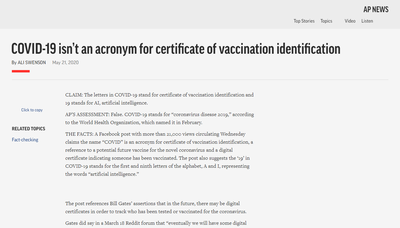 [SALAH] Covid-19 Singkatan dari Certificate of Vaccination