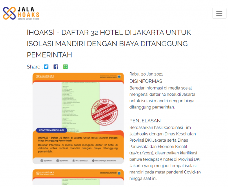  SALAH     Ada hotel Jakarta untuk ISOLASI MANDIRI yang biayanya