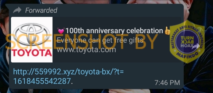 Salah] Toyota Bagikan 1000 Jam Tangan Pintar Dan Smartphones Dalam Rangka Perayaan Ulang Tahun Toyota Yang Ke-100 – Turnbackhoax.id