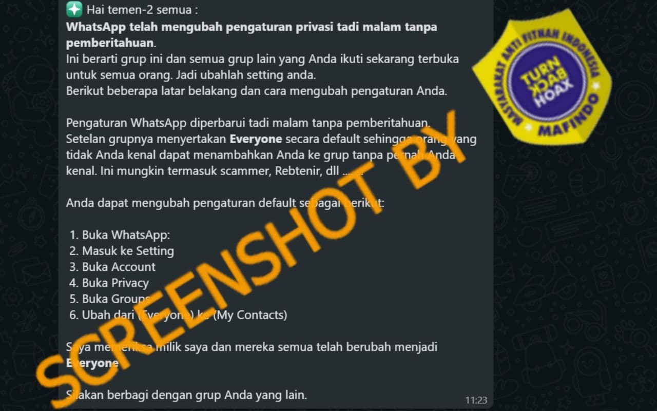 [SALAH] WhatsApp Mengubah Pengaturan Privasi Tanpa Pemberitahuan pada
