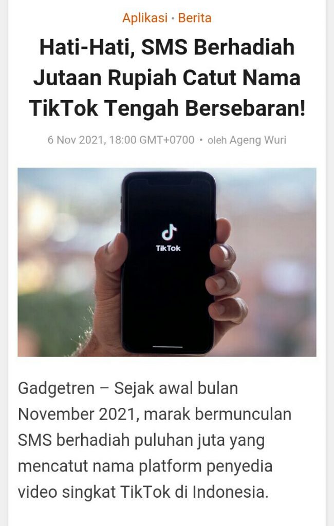 Bukti Penipuan Berhadian Jutaan Tiktok