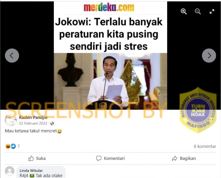 Salah Gambar Tangkapan Layar Artikel “jokowi Terlalu Banyak Peraturan Kita Pusing 