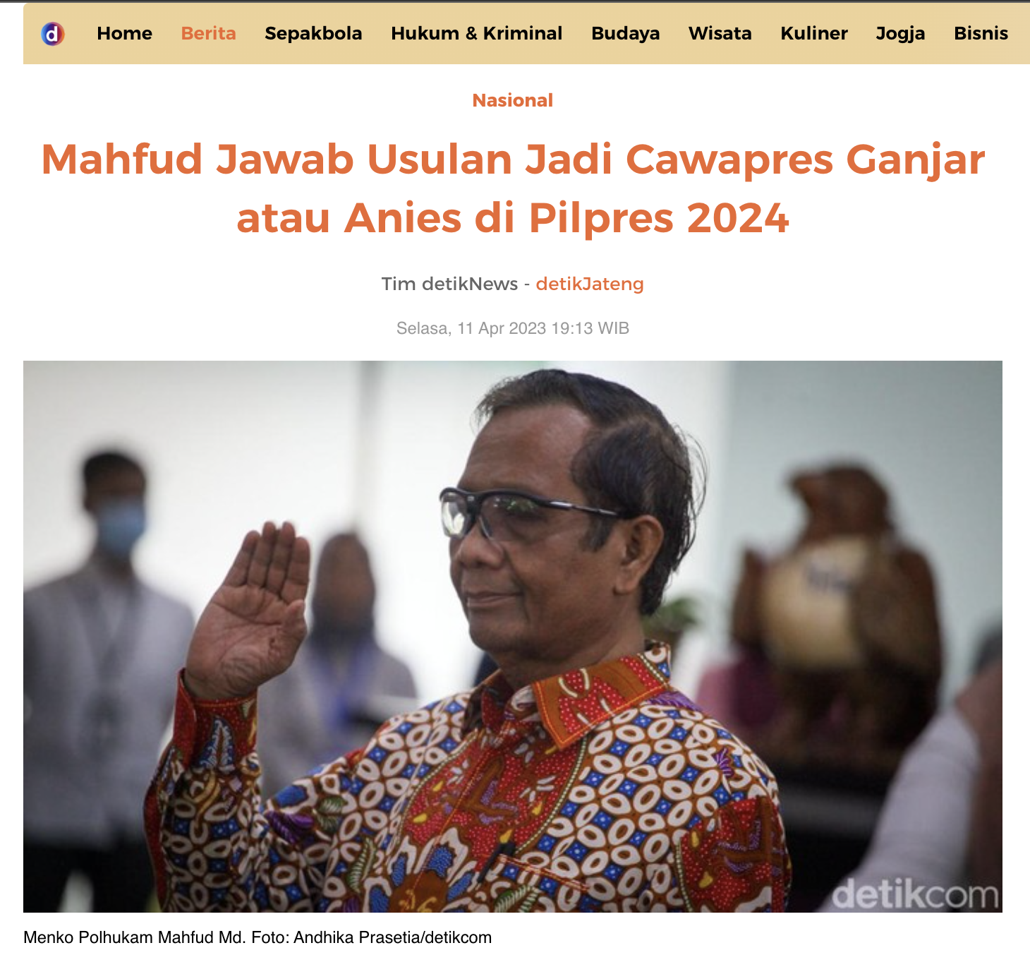 [SALAH] Ganjar – Mahfud MD Maju Ke Pilpres 2024 – TurnBackHoax.ID