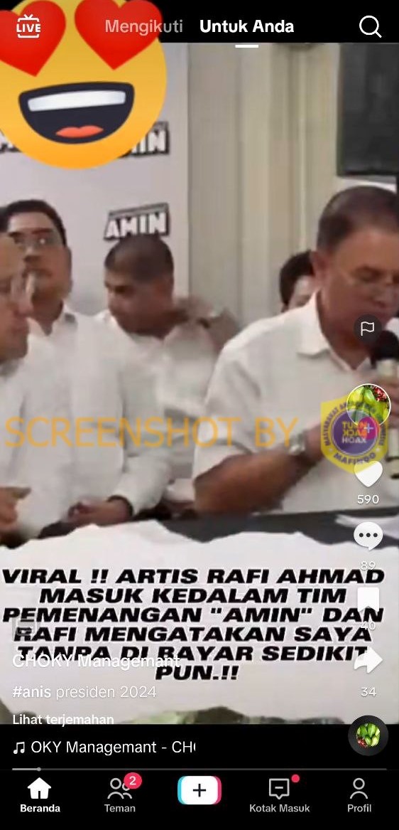 [SALAH] Video Raffi Ahmad mendukung AMIN