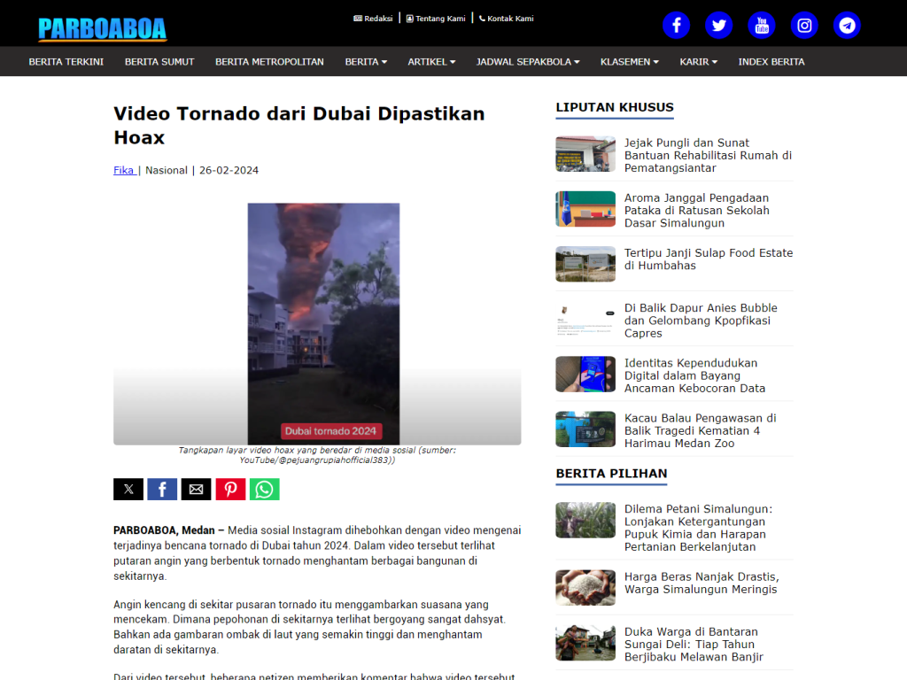 [SALAH] Dubai Tornado Februari 2024 TurnBackHoax.ID